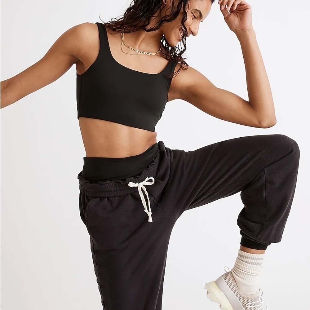 MADEWELL Black Flex Square Neck Sports Bra NEW Workout Exercise
